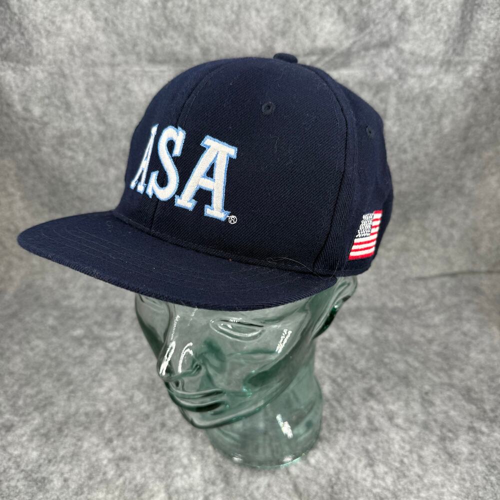 ASA Amateur Softball Association Fitted Umpire Cap Hat Navy Blue Size 7 1/2 971